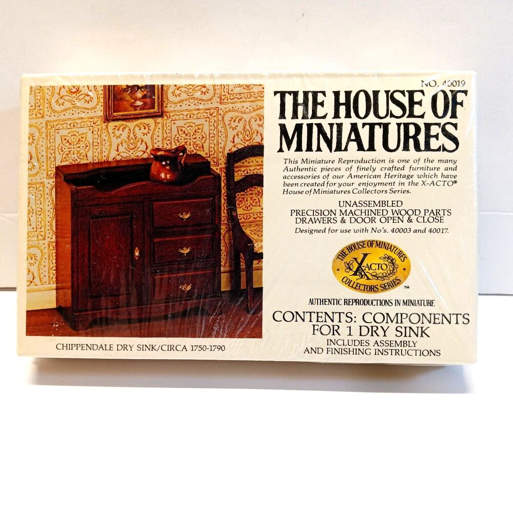 House of Miniatures Collectors Series X-acto Chippendale Dry Sink Kit 40019 Vtg